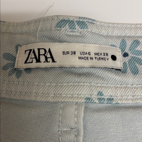 Zara Light Blue Floral Wide Leg Jeans Size 6 - Picture 4 of 9